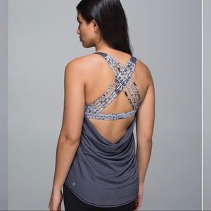 LULULEMON WILD BLUE TANK TOP STRAPPY CRISS CROSS